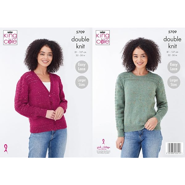 King Cole Cartamodello Maglia Donna 5998: Maglione E Cardigan Raglan DK Taglie 81-127 Cm