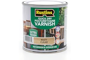Rustins Quick Dry Poly Varnish Matt Clear 250ml -Tough, Water-Based Clear Finish in Gloss, Matt or Satin; Durable Protection for Interior Wood, Furniture and Floors