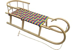 BAMBINIWELT BY RAFAEL K. Slittino BAMBINIWELT con schienale e corda di traino, seduta in fibra sintetica dal design arcobaleno, 120 cm