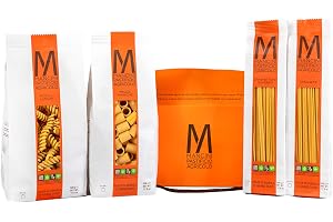 Pasta Mancini Handy Mini Italiensk hantverkspasta av högsta kvalitet 100% italienskt vete – Förpackning med 2 kg blandade sorter, 500 g Spaghetti, fyrkantiga Spaghettoni, Mezze Maniche, långa Fusilli