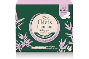 Lil-Lets Bamboo Day Pads X 14, Unscented Day Pads with Normal Absorbency, with Wings, Plant Based Materials, Contains Sustainable Bamboo, Light to Medium Flow