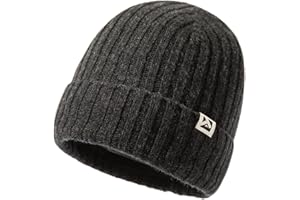TOP-EX Oversized L/XL/XXL 100% Merino Wool Beanie Fleece Lined Hat Warm for Cold Weather Winter