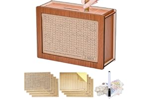 Viechoes Spardose aus Holz,sparbox mit Zahlen ankreuzen,goalsaver Box,geldbox,Wiederverwendbare spardose,sparschwein mit Marker,spardose 10,000€ 500€ 1,000€ 2,000€ 3,000€ 5,000€ Euro(8 Stück)