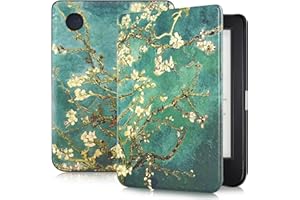 Caweet Coque pour Kobo Clara Color/Kobo Clara BW 6 pouces sortie 2024, Ultra Léger PU Cuir Shell Cover avec fonction veille/réveil automatique, Amandier Blossom