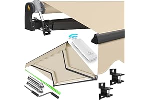KESSER® Toldo Eléctrico Articulado con Mando a Distancia, 300 x 250 cm, para Terraza, con Abrazadera, Incluye Soporte de Pared, Protección Solar, Beige