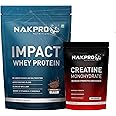 NAKPRO Impact Whey Protein Supplement Powder Combo (1 kg with Creatine, Chocolate)
