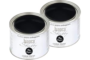 BIANCO SHABBY CHALK PAINT Peinture Shabby Chic Vintage pour meubles et murs Extra opaque, noir