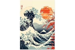 ANIMATO The Great Wave Poster Japanese Anime Style Print. Great Wave Woodblock Animal Wall Art, Archival Matte, A3 (Print Only) - 42x29.7cm
