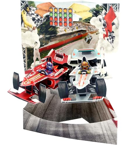 Carte D'anniversaire Voiture De Course - Motif Damier Noir Et Blanc Avec Trophée - Inclut Enveloppe Et Autocollant - Pour Fête D'enfants