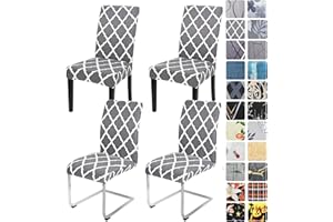 ‎ALISHOMTLL Alishomtll Stretch Stuhlhussen 4er/6er Set Grau Stuhlbezug Schwingstuhl Elastische Esszimmer Stuhlhussen Abnehmbarer Waschbarer Stühle Schutz für Küche Restaurant Hotel Bankett (Grau Gitter, 4 Stück)