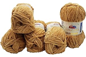 ILKADIM EXPORT 5 x 100 Gramm Himalaya Dolphin Strickwolle, Babywolle einfarbig, 500 Gramm Wolle Strickgarn Super Bulky (braun 80365)