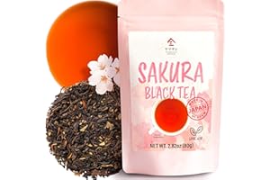 ‎YAMASAN KYOTO UJI YAMASAN KYOTO UJI Japanischer Sakura-Schwarztee, loser Blatt-Tee, eine wohlschmeckende Mischung aus Schwarztee und Sakura-Blättern, ohne Zusatzstoffe, Tee auf Pflanzenbasis (80 g)