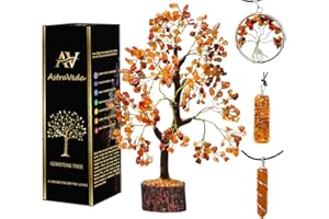 AstraVeda Carnelian Tree, Tree of Life, Carnelian Pendant, Crystal Tree, Feng Shui Tree, Positive Energy Tree, Meditation Gift, Crystals and Stones, Spiritual Items, 300 Bead