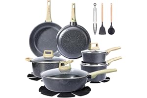 GIPP 18PCS Batterie De Cuisine Avec Couvercles, Casseroles Et PoêLes AntiadhéSives En CéRamique, Compatible Avec Toutes Les Plaques à Induction, PoêLes, Casseroles Et Faitouts. Saine, Durable Et Facile
