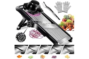 Midyb Mandoline szatkownica do warzyw, regulowana, profesjonalna krajarka do warzyw i krajalnica Julienne ze stali nierdzewnej, szatkownica do ogórków, mandolina do kuchni do owoców i warzyw, z