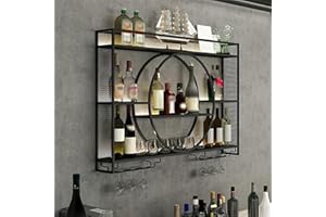 KEPMOGOH Estante De Metal para Botellas De Vino, Estante De Hierro para Copas, Soporte para Vino con Estantes, Estante para Copas De Champán para Bar, Sala De Estar Y Restaurante (Color : Black, Siz