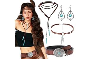 BACH AND BOOZY bohemio occidental mujeres bohemio colgante gargantilla larga pendientes en capas cinturones para mujeres bohemio turquesa set