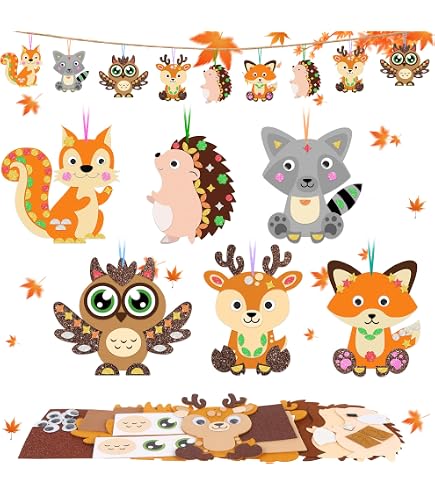 Herbst Bastelset Für Kinder – 57 Teile Mit Fensterbildern, Waldtieren & Blättern, Inkl. Schere & Buntem Papier
