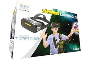 HEROMASK Okulary wirtualnej rzeczywistości dla dzieci + gra edukacyjna Języki [ Oryginalny prezent ] Naucz się angielskiego, francuskiego itp. Zabawka dla chłopca i dziewczynki 5 6 7 8 9 10 11 12 lat