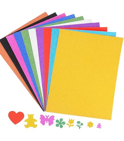 10 Hojas Papel Purpurina, Cartulina Purpurina Plata A4, Plata Atasco De