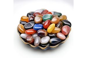 SigMntun Bunter Achat Trommelsteine 2.0 cm, 170 g – polierte Edelsteine, natürliche Kristalle & Heilsteine, Halbedelsteine, bunte Glückssteine für Chakra, Deko & Mineralien Set