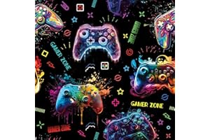 CHDITB Watercolor Gaming Wallpaper,Gamer Wallpaper Self Adhesive(44x300cm) Graffiti Wall stickers Boys Bedroom,Gaming Wall Sticker,Splashing Game Console Wall Paper,Video Game Wall Paper for Kids