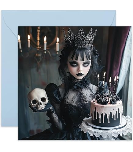 Carte D'anniversaire Gothique En Forme De Cœur Avec Rose 145 X 145 Mm