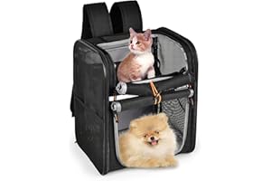 Wakytu Hunderucksack Katzenrucksack Faltbare Haustier Rucksack Hunde Katzen Tragetasche Anti-offener Reißverschluss (M, 2.0 Schwarz)…