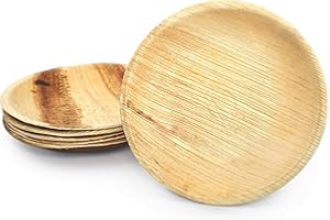 BOX And Tree | 25 platos desechables redondos de hoja de palmera ø15 cm | Vajilla desechable biodegradable compostables 100% | Estable y robusto l material palmera madera, bambú