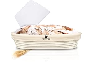 EXITOSO Cestino Lievitazione Rotondo in Rattan 25cm - Panificazione di 1kg di Pane - Grande Cesto Ciotola per Impastare