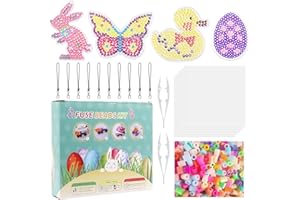 BOOAEE Set di 2000 perline da stirare per Pasqua, piastre da stirare, perline fai da te, accessori fai da te, perline da 5 mm, piastra per uova di Pasqua, regalo per bambini