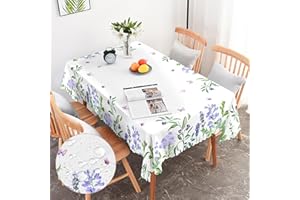 ‎G-DAKE G-dake Tischdecke Abwaschbar Rechteckig, Wasserdicht Lila Lavendel & Schmetterling Tischtuch Polyester Fleckschutz Garten Tischdecken für Draußen Küche Party Deko (110x140cm)