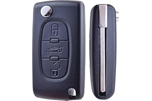 ANGOFIZ Coque Clé Pliable 3 Boutons Coffre CE0523 Lame VA2 Compatible avec Peugeot 207 207SW 208 307 307SW 308 407 408 Partner Expert Citroen C2 C3 C4 C5 C6 C8 Berlingo Jumpy