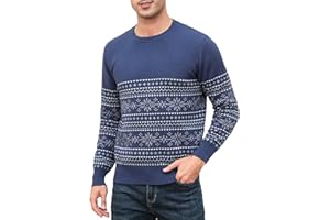 Winovia Męski sweter z dzianiny, sweter zimowy, okrągły dekolt, długi rękaw, sweter świąteczny, męski sweter zimowy, ciepły górny element garderoby na Boże Narodzenie