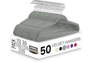 Utopia Home Cintres en Velours - antidérapants, durables - cintres Peu encombrants pour Chemises, Vestes et Robes (Gris, Paquet de 50)