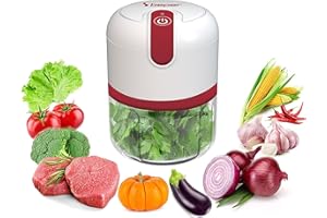 BEPER P102ROB050 Tritatutto ricaricabile USB, Mini Robot da Cucina, Capacità 250 ml, Potenza 3,7V,3 Lame Acciaio Inossidabile, Batteria ricaricabile, Rosso/Bianco