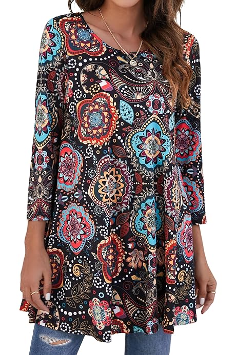 Mooie Tunieken Dames Enmain Dames Tuniek Lange Mouwen Met V-hals