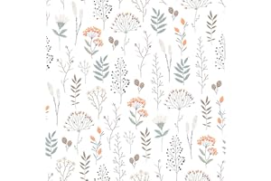 ALZKKLL Tapete Blumen,44.5×300cm Tapete Abziehen und Kleben Helles Blasses Florales Kontaktpapier Selbstklebende Ablösbare Tapete für Wandschränke Möbel