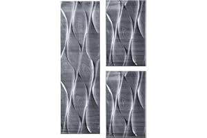 ‎HOMEBYHOME HomebyHome Modernes Bettumrandungs-Läuferset in Kurzflor, 3-teilig, Fußbodenheizunggeeignet, 12 mm Polypropylen, Jute-Rücken Farbe: Schwarz-6