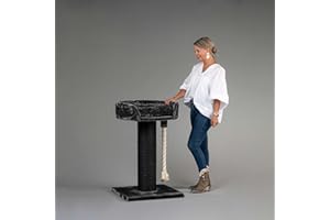 RHRQUALITY Drapak dla dużych kotów, stabilny XXL, Chartreux dla kota, duży drapak dla kota, ciężki kot, mebel do wspinaczki, gruby pień (Blackline ciemnoszary)