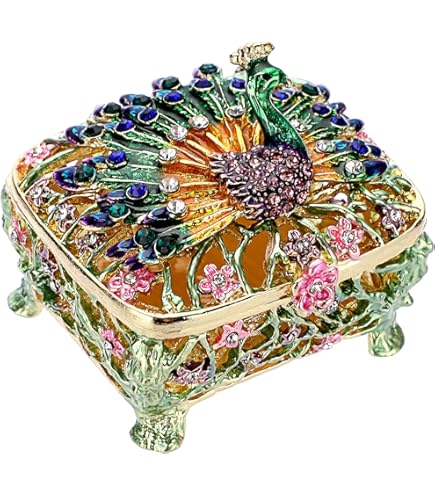 Brillibrum Schmuckei Vergoldet - Handmade Schmuckdose Emaille Lila XL 10x6 Cm