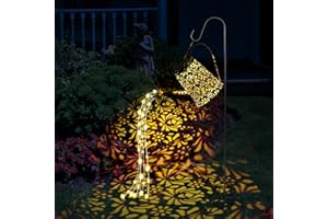 GUKKK Arrosoir solaire avec guirlande lumineuse - Décoration de jardin - Lampes solaires LED étanches IP65 - Avec crochet de berger - Pour jardin, allée, balcon, terrasse