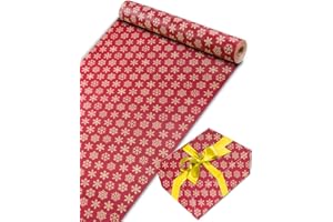Rouleau Papier Cadeau Noel 44cm x 30m, TOYPOPOR 13 Modèles de Papier D'emballage de Noël, 100 g/m² Recyclé Biodégradable Papier D'emballage Cadeau pour Noël, Vacances (Flocons de Neige - Rouge)