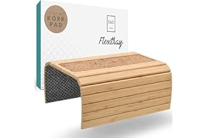 D&D Living Vassoio per Divano - Poggia Braccio Flessibile in Legno Naturale | Tavolino per Divano, Bambù Nero (L con Sughero)