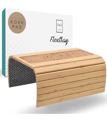 Relaxdays Vassoio per Bracciolo Divano, Tavolino con 2 Scoparti Porta