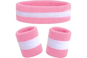 CUBEPLUG Kids Sweatbands Headband Wristband Set - Athletic Cotton Sweat Band for Sports - Ultimate Sweat-Absorbing 3-piece Set (1 Headband + 2 Wristbands)