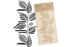 NAKLEO Stencil per Pittura di Bordi 21x45cm, Argento Betulla Ramo, Modelli Striscia Plastica e Riutilizzabili per Dipengere di Angoli, Fai da te Arte Decorazioni Casa, Pareti Muro Legno Mobili