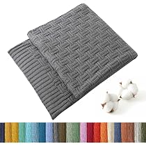 TREELY Strick-Überwurfdecke 80x102 Cm – 100% Baumwolle, Staubblau, Weiche Couchdecke Für Zuhause