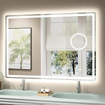 Specchio Da Bagno Con Luce LED 70x50 Cm - Antiappannamento, Touch, 3 Colori Dimmerabili, Vetro Temperato