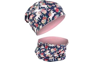 HECKBO Set Berretto & Scaldacollo 360° Riflettente per Bambini – 95% Cotone – Materiale elastico morbido e facile da curare – Beanie Primavera Autunno Inverno (48–54 cm)